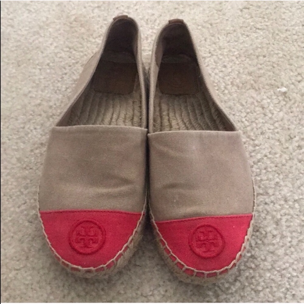 Tory Burch Tan & Pink Espadrilles Size 6.5
